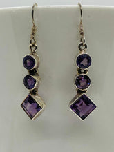 Load image into Gallery viewer, Sterling Silver Amethyst Drop Earrings
