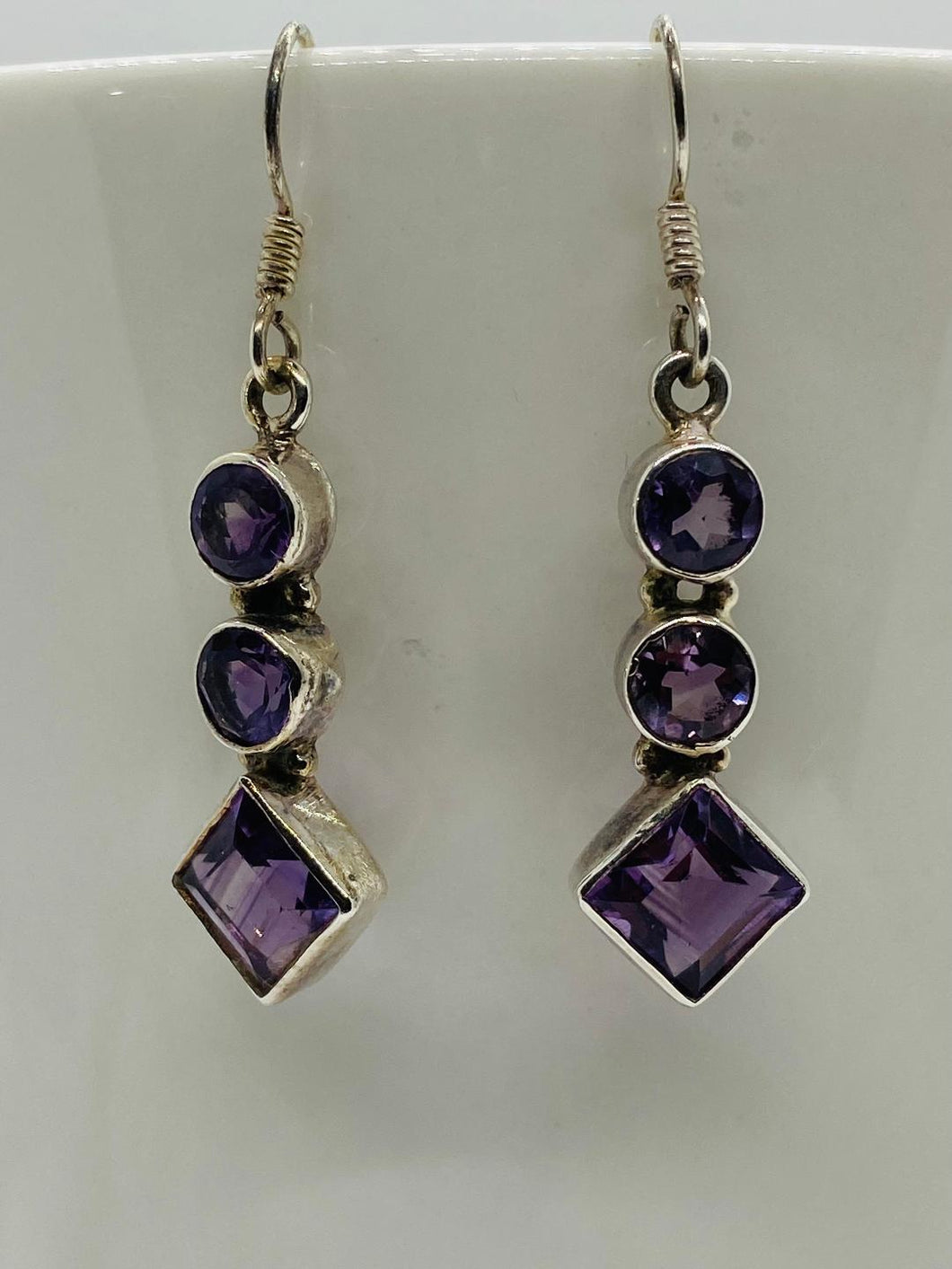 Sterling Silver Amethyst Drop Earrings