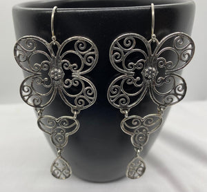 Sterling Silver Butterfly Drop Earrings