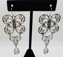 Load image into Gallery viewer, Sterling Silver Butterfly Drop Earrings
