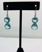 Load image into Gallery viewer, Sterling Silver Double Tear Drop Topaz Earrings
