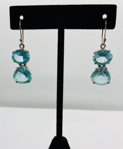 Sterling Silver Double Tear Drop Topaz Earrings