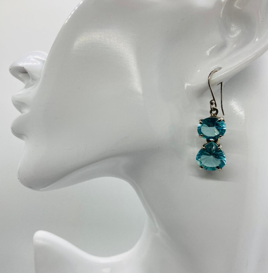 Sterling Silver Double Tear Drop Topaz Earrings