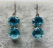 Load image into Gallery viewer, Sterling Silver Double Tear Drop Topaz Earrings
