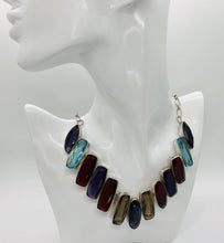 Load image into Gallery viewer, Sterling Silver Plated Multi Gemstone Necklace With Sterling Silver Garnet Earrings
