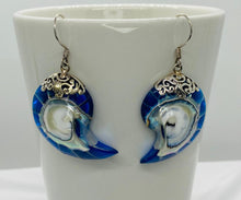 Load image into Gallery viewer, Sterling Silver Royal Blue Sapphire Nautilus Earrings
