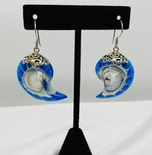 Load image into Gallery viewer, Sterling Silver Royal Blue Sapphire Nautilus Earrings
