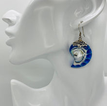 Load image into Gallery viewer, Sterling Silver Royal Blue Sapphire Nautilus Earrings
