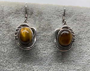 Sterling Silver Tiger Eye Stone Earrings