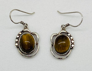 Sterling Silver Tiger Eye Stone Earrings