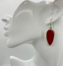 Load image into Gallery viewer, Sterling Silver with Red Coral long Drop Earrings
