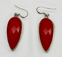 Load image into Gallery viewer, Sterling Silver with Red Coral long Drop Earrings
