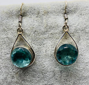 Sterling Silver Tear Drop Topaz Earrings