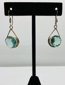 Sterling Silver Tear Drop Topaz Earrings