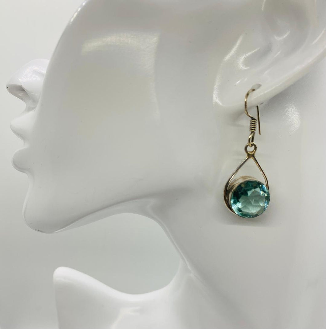 Sterling Silver Tear Drop Topaz Earrings