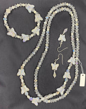 Load image into Gallery viewer, White Crystal Butterfly Waist Bead, Bracelet &amp; Earrings
