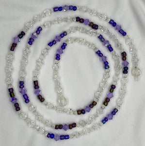 White & Purple Crystal Waist Beads