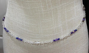 White & Purple Crystal Waist Beads