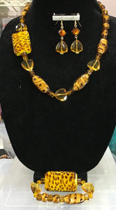 Golden Lady Necklace Earrings and Bracelet Set