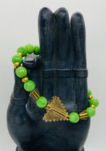 Load image into Gallery viewer, Yoruba Ochosi Arrow, Green Apple &amp; Dragon Vein Agate with Tiger&#39;s Eye Stone Bracelets
