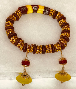 Krobo bead bracelet with earrings